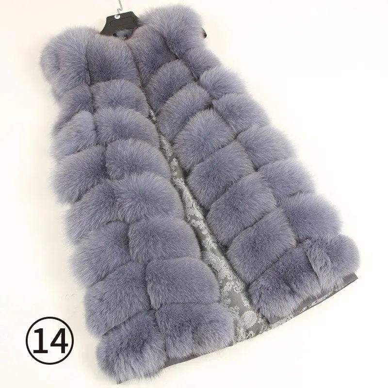 🔥Black Friday Sale🔥 100% Fox Fur Vest Women Real Natural Whole Fox Fur Coat 90CM Long Winter Fur Waistcoat Plus