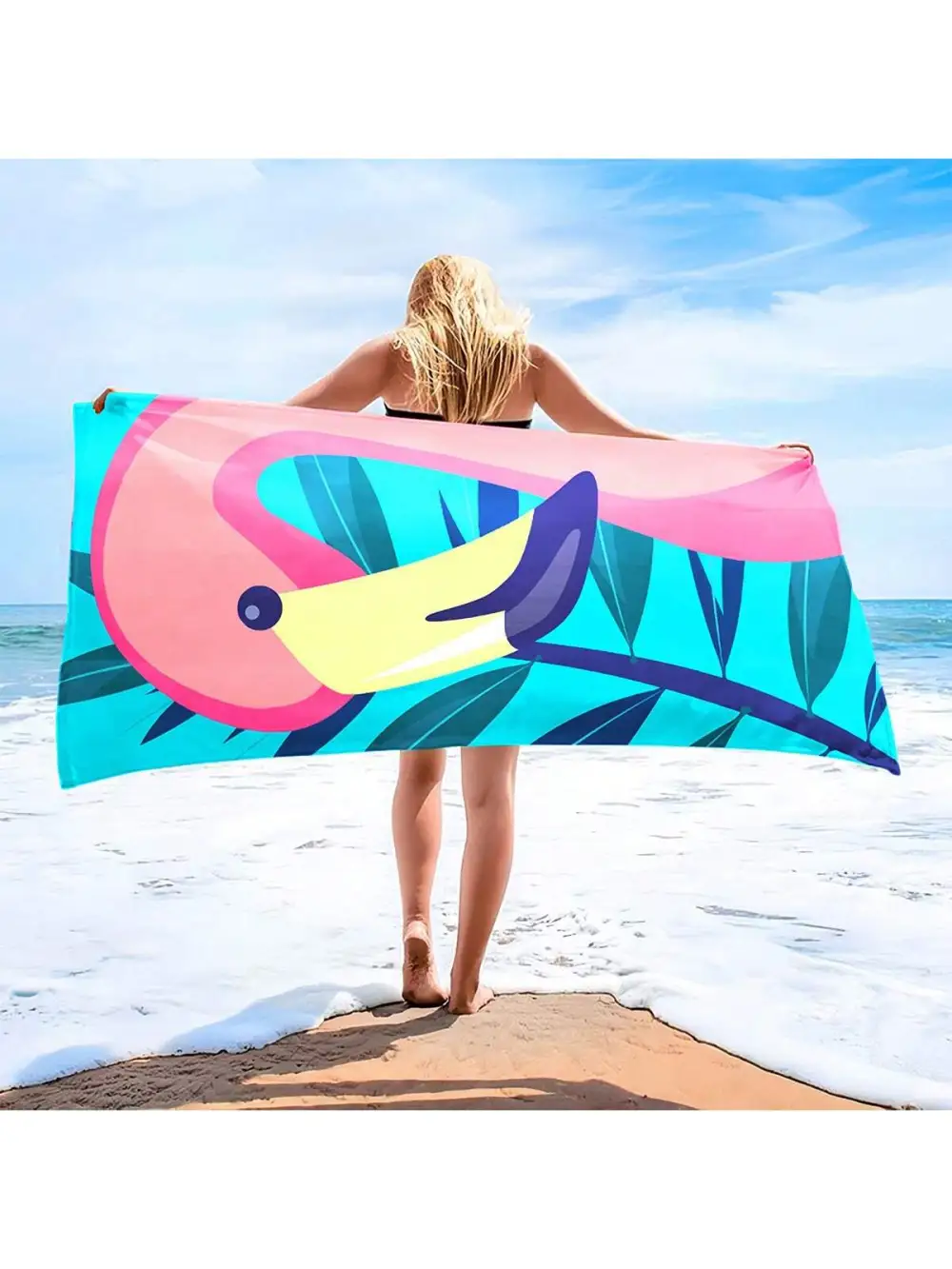 1pc Printed Super Absorbent Quick-Drying Beach Towel/Yoga Towel/Sport Towel, Made Of Microfiber, Size 140*70cm
