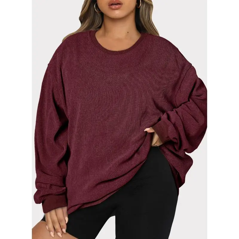Women Plus Size Sweatshirts Long Sleeve Crew Neck Casual Oversized Soft Pullover Tops Shirts