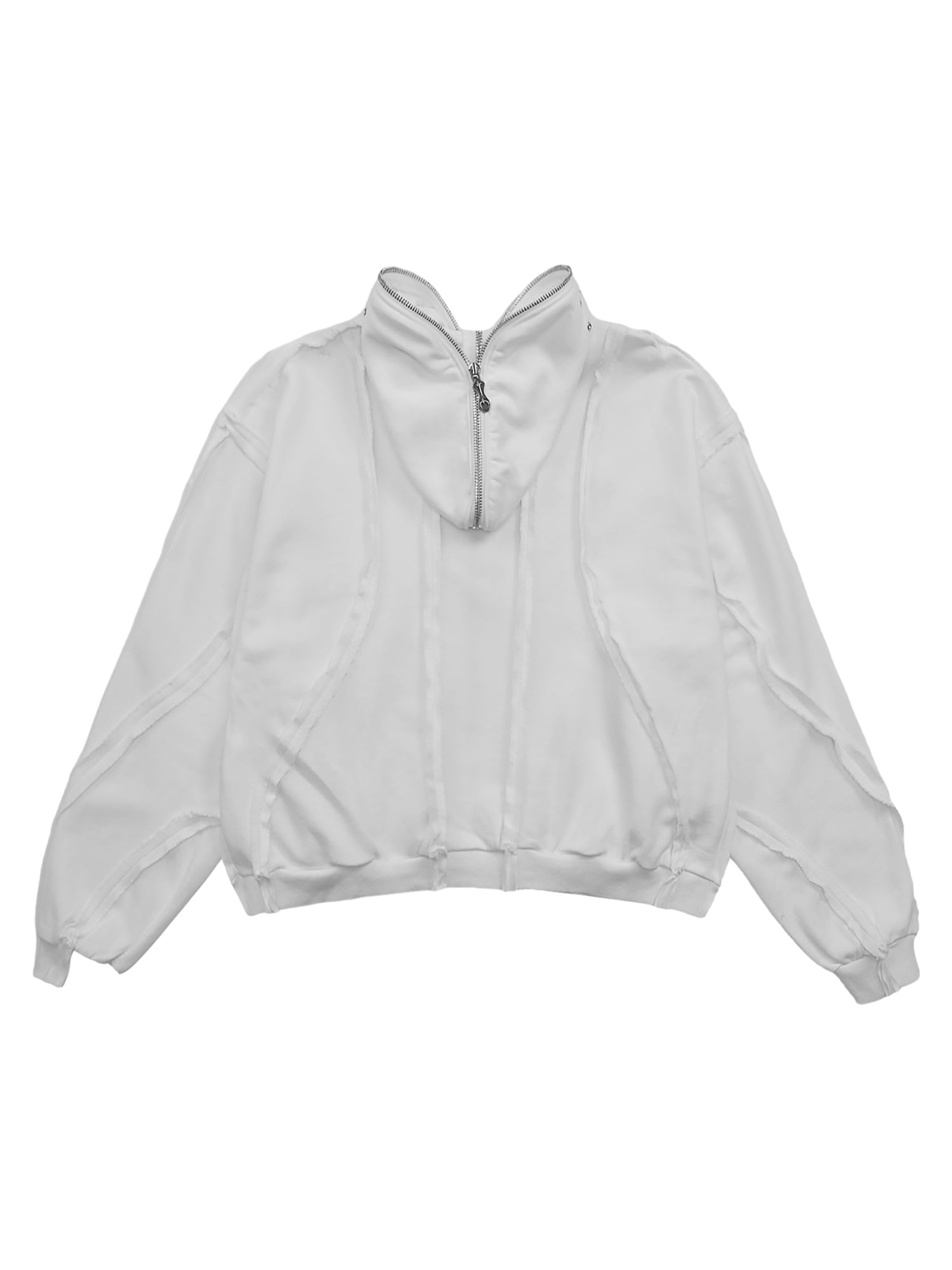 Heavyweight Washed Distressed Full Zip Hoodie - 2057