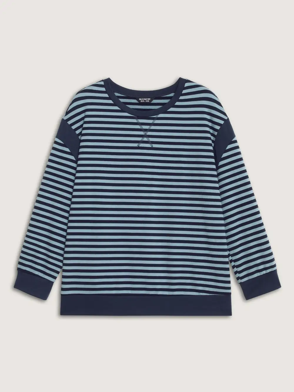 Stripe Print Color Contrast Sweatshirt