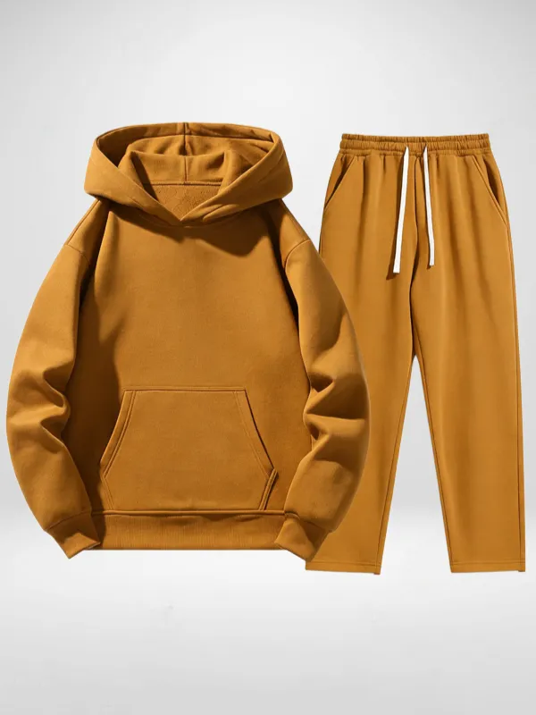 Men's Solid Color Two-Piece Tracksuit Set