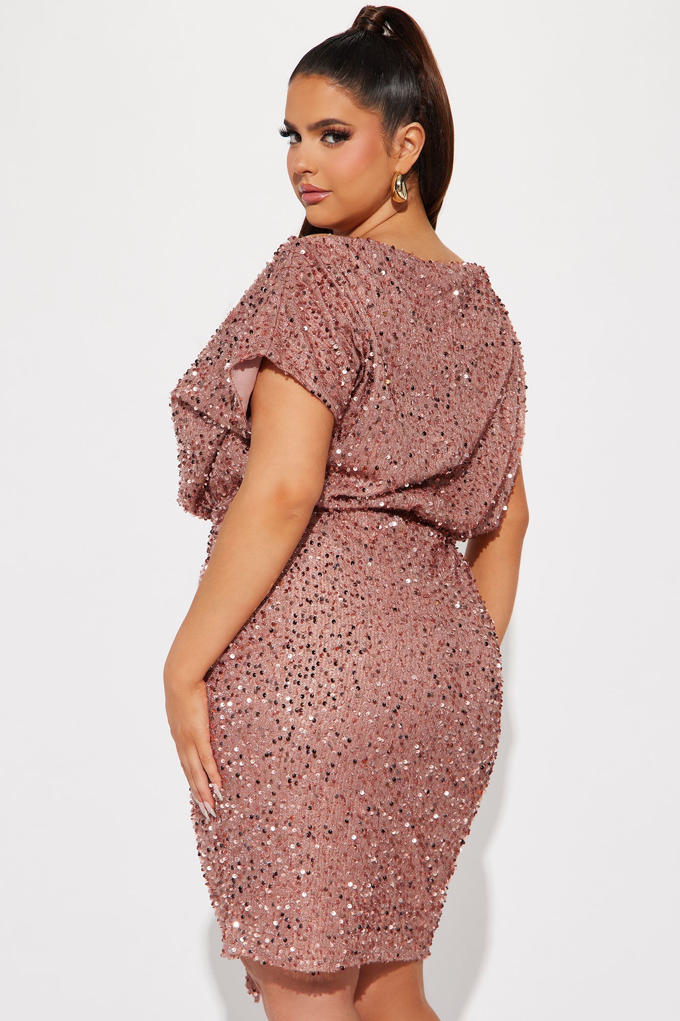 Melissa Sequin Midi Dress - Rose Gold