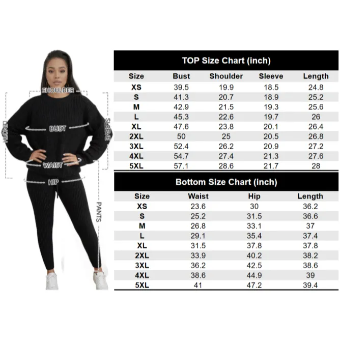 Women's Fall/Winter Solid 2-Piece Knit Set