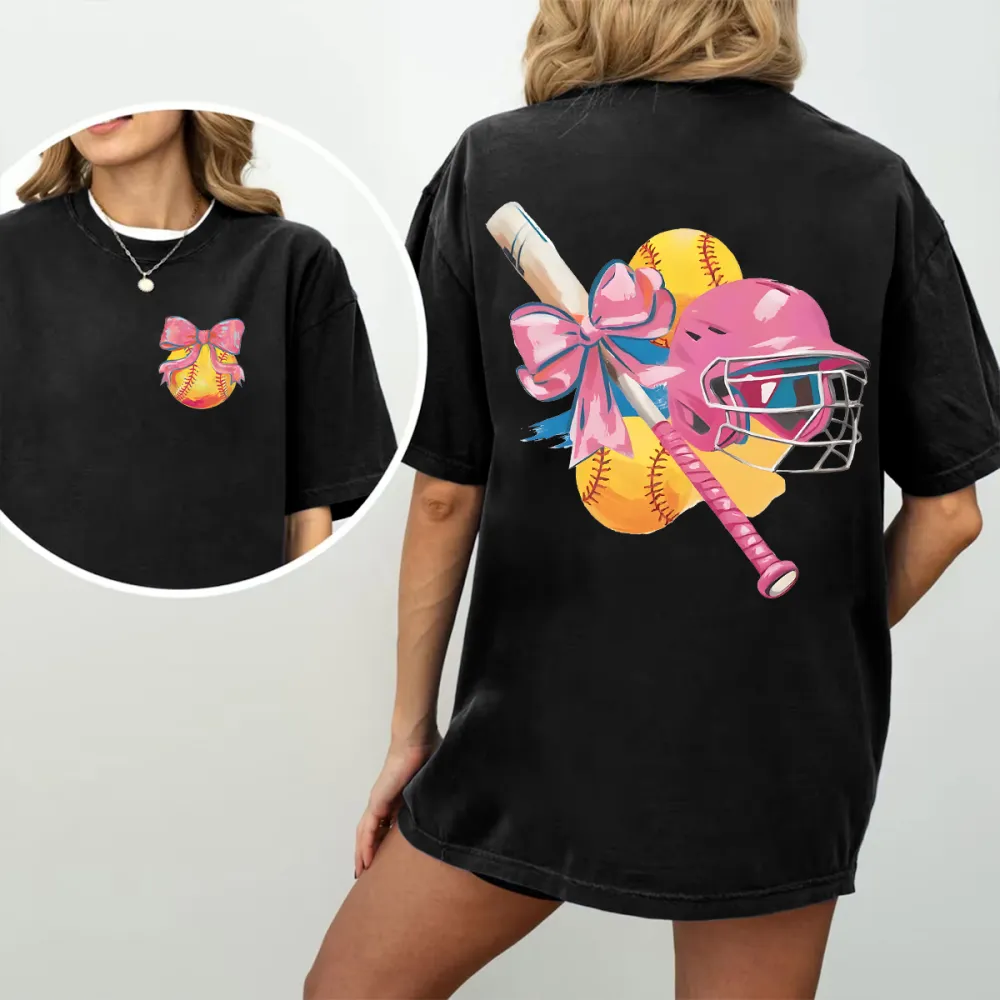 Baseball Game Day Printed Round Neck Short Sleeve T-Shirt