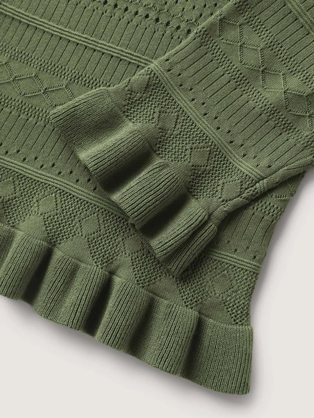 Ruffled Hem Front Tie Textured Lightweight Cardigan