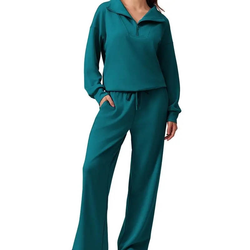 Women’s 2-Piece Sweatsuit – Half-Zip Pullover & Joggers