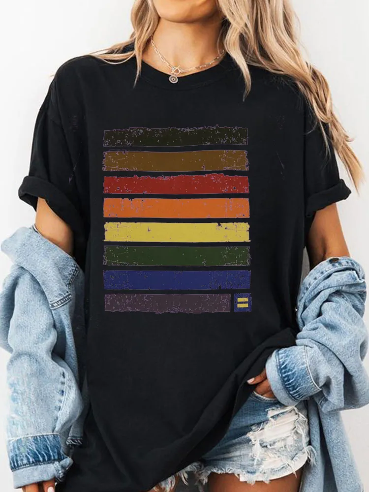 Pure Cotton Round-Neck Short-Sleeved Shirt Rainbow Pride T-Shirt