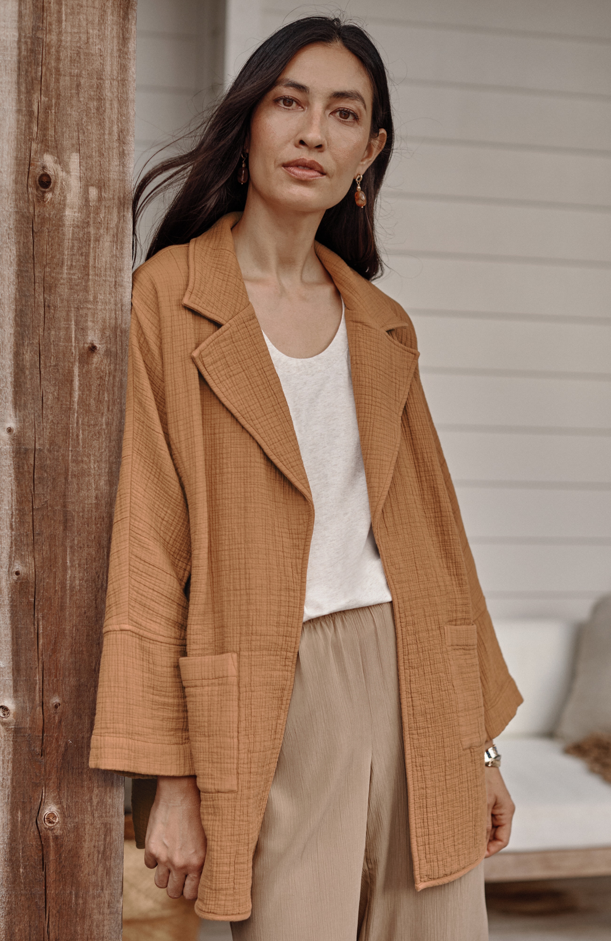 Pure Jill Relaxed Gauze Blazer