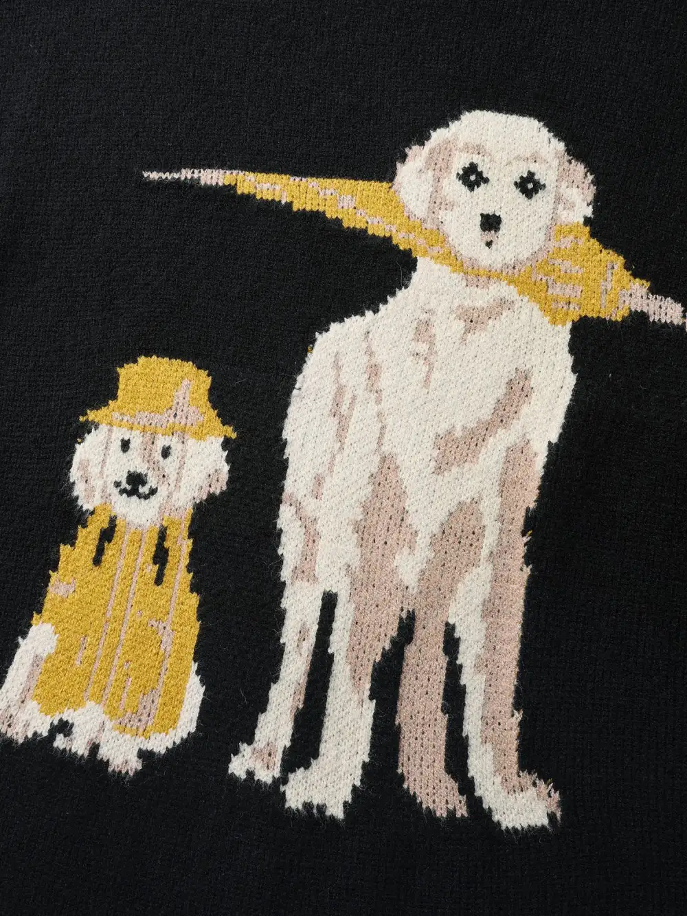 Puppy In Rain Jacquard Contrast Pullover