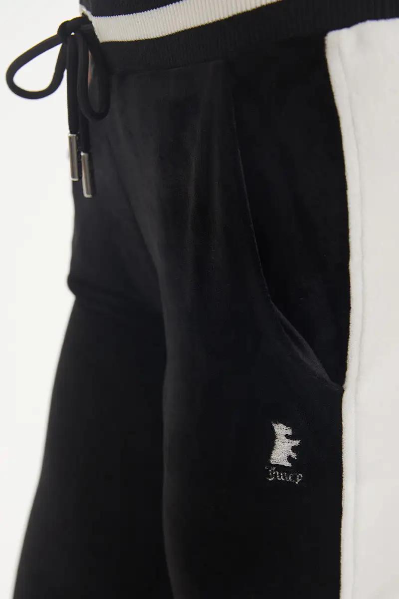 Contrast Rib Velour Joggers
