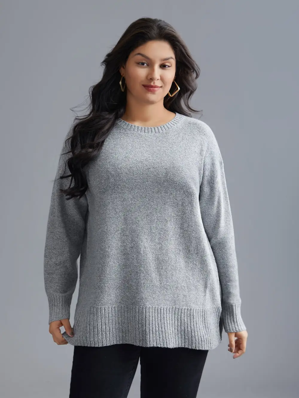 Texture Bowknot Cut Out Slit Hem Pullover