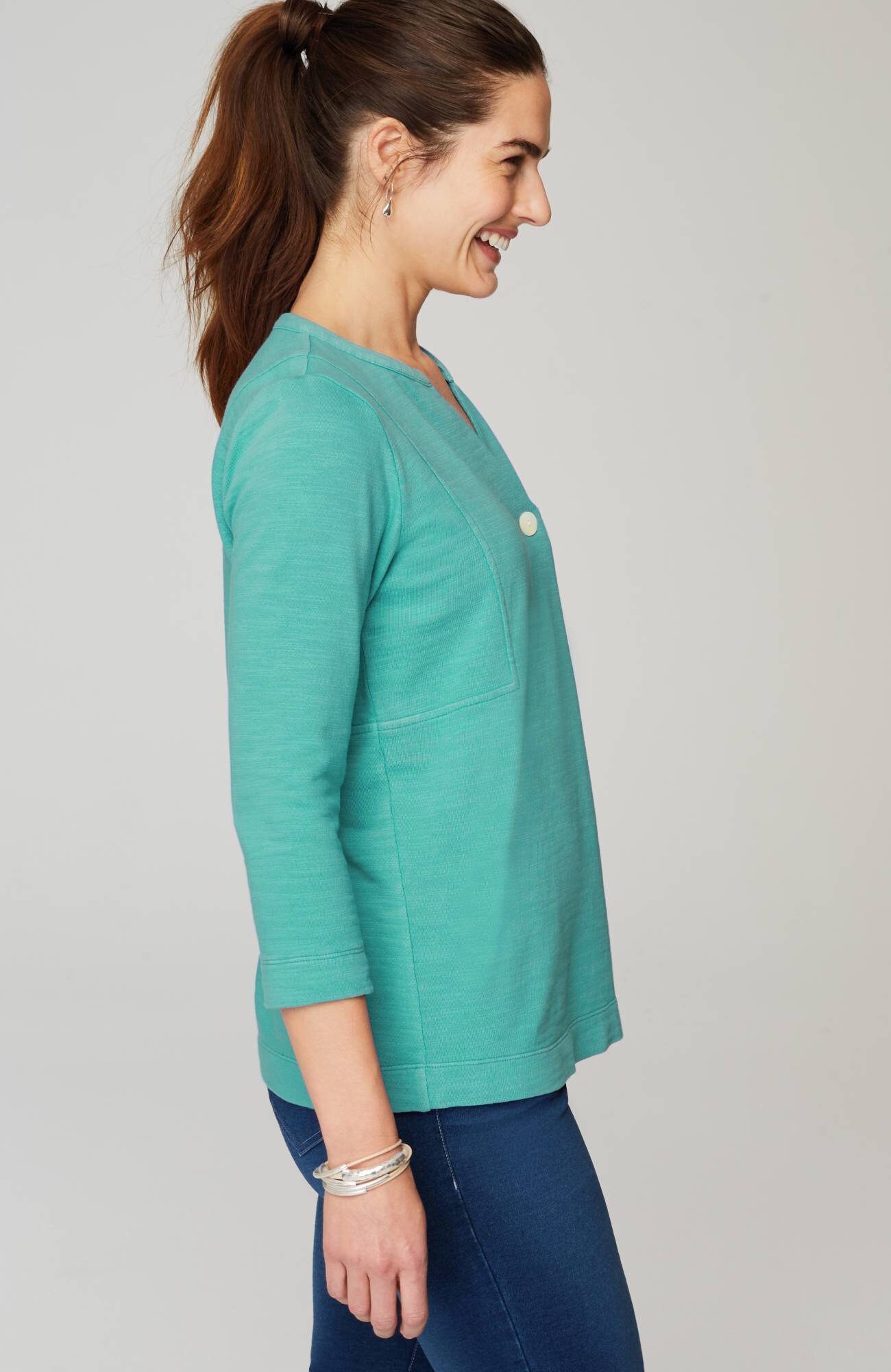 pure jill organically grown cotton buttoned top