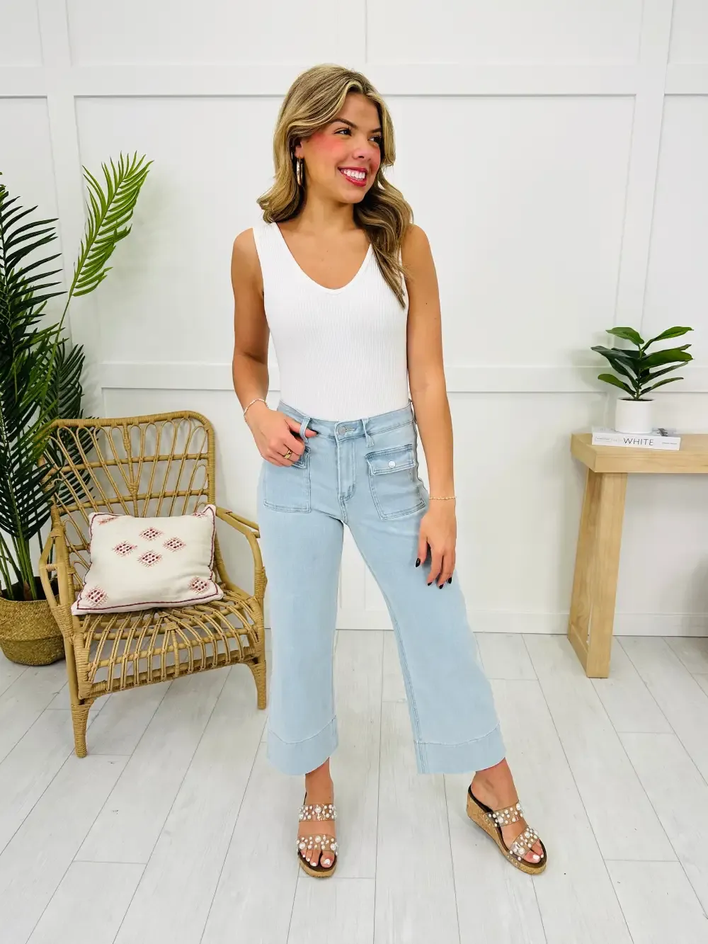 Mica Step Into Style Cropped Wide Leg Jeans
