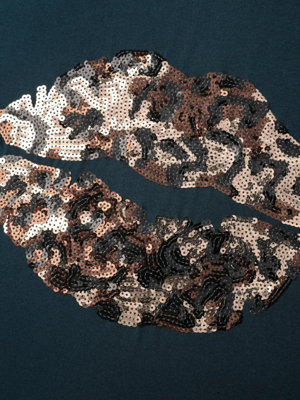 Supersoft Embroidered Leopard Lips Sequin T-Shirt