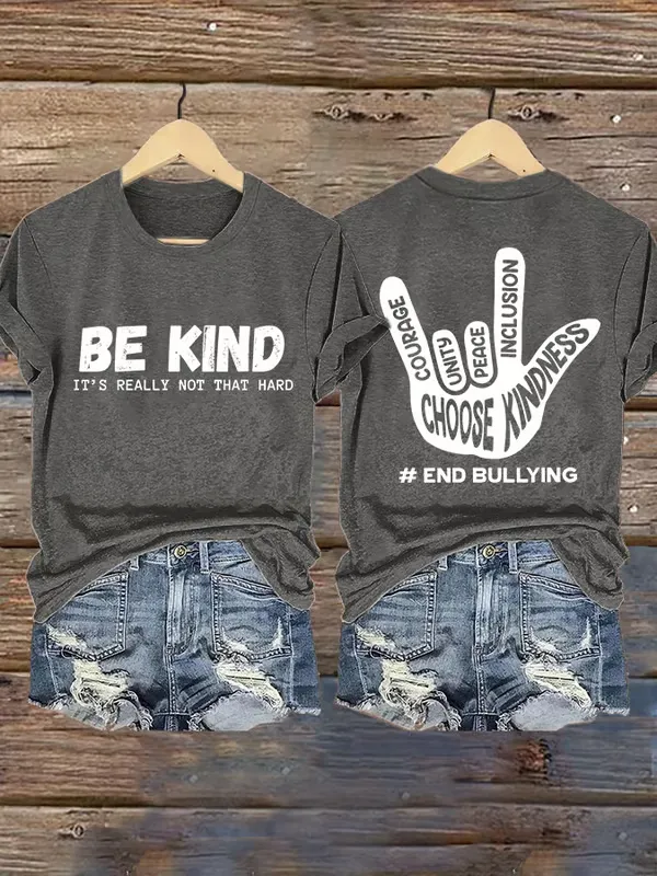 Women'S T-Shirt Retro Bullying Prevention Awareness Be Kind It'S Really Not That Hard