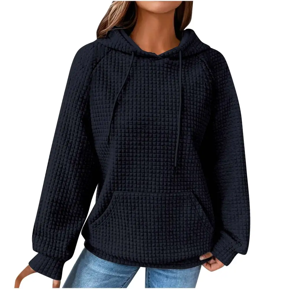 Sweaters for Womens Clearance,Women's Solid Raglan Sweater Hooded Sweater Long Sleeve Top Sweater Deals for Winter 2024 on Sale